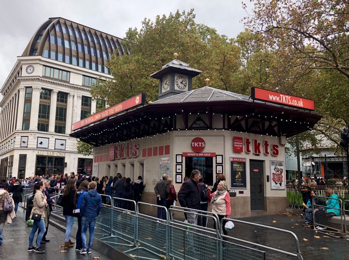 TKTS booth Leicester Square How to get cheap theatre tickets in London