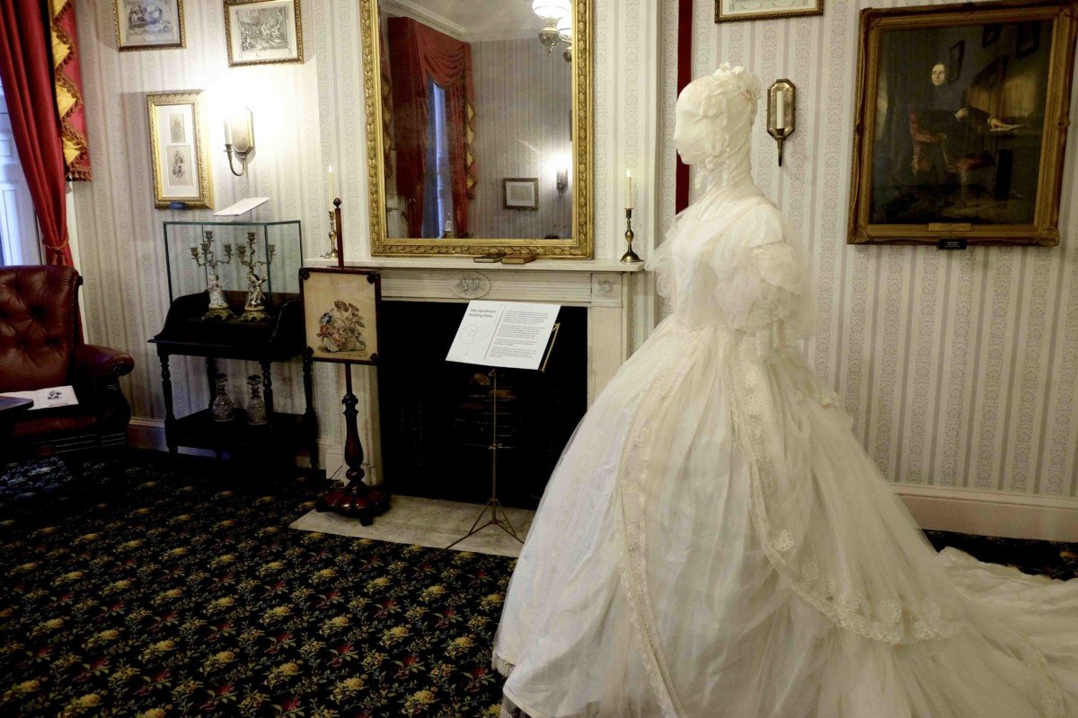 The Charles Dickens Museum London. Miss Havershams dress