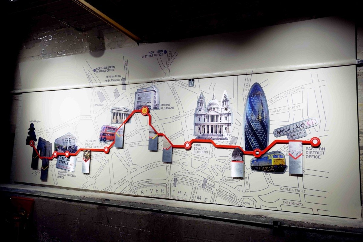 Underground map of the mail rail at museum