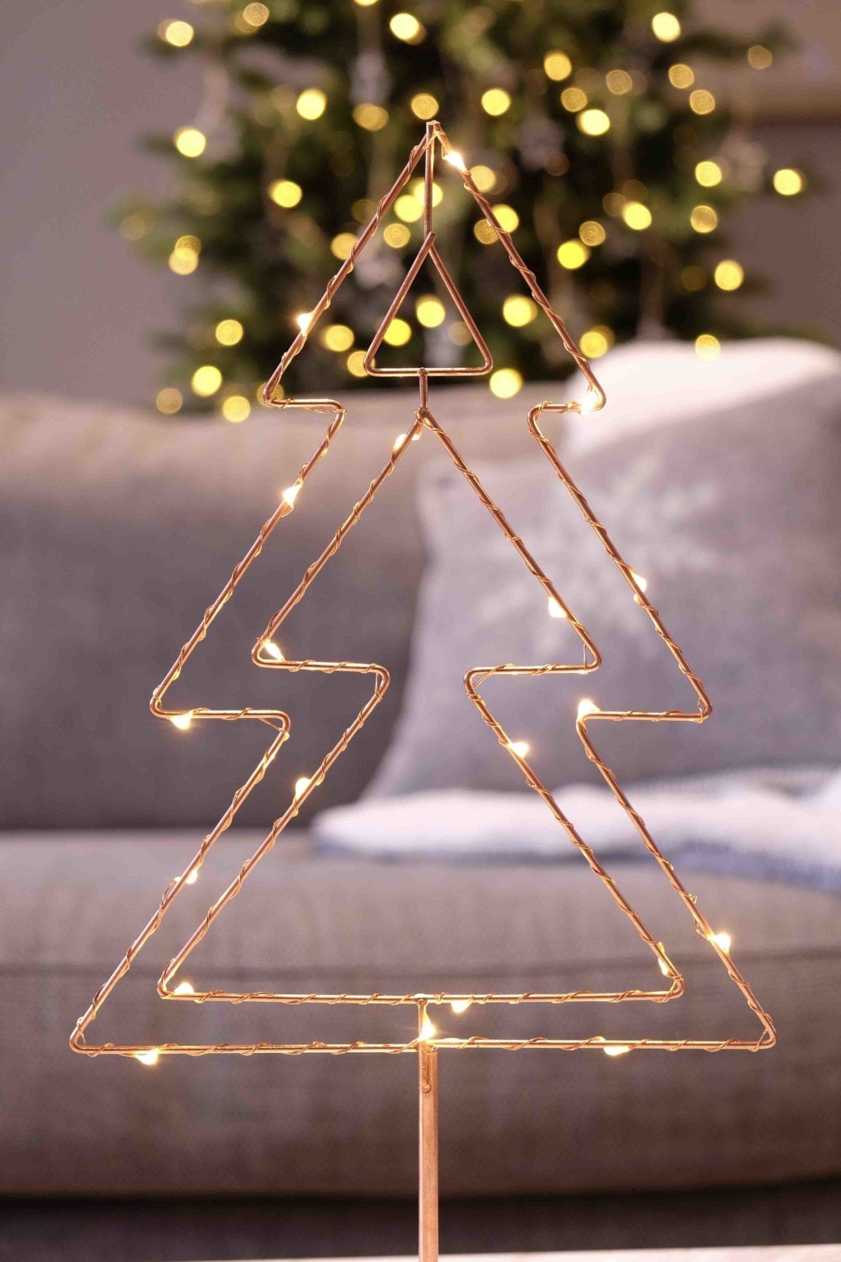 Cox and Cox contemporary Christmas decorating rose gold wire tree