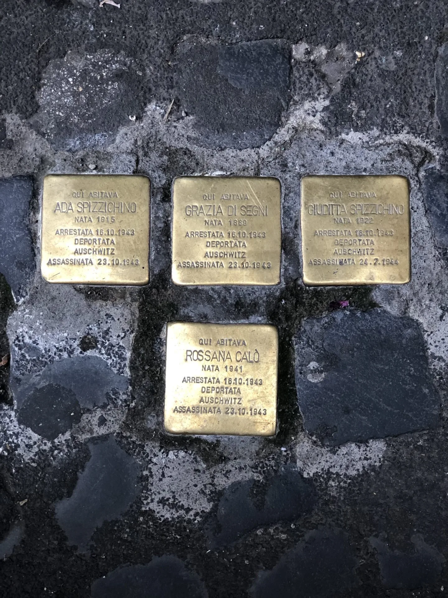 Stumbling stones in the Jewish Ghetto of Rome