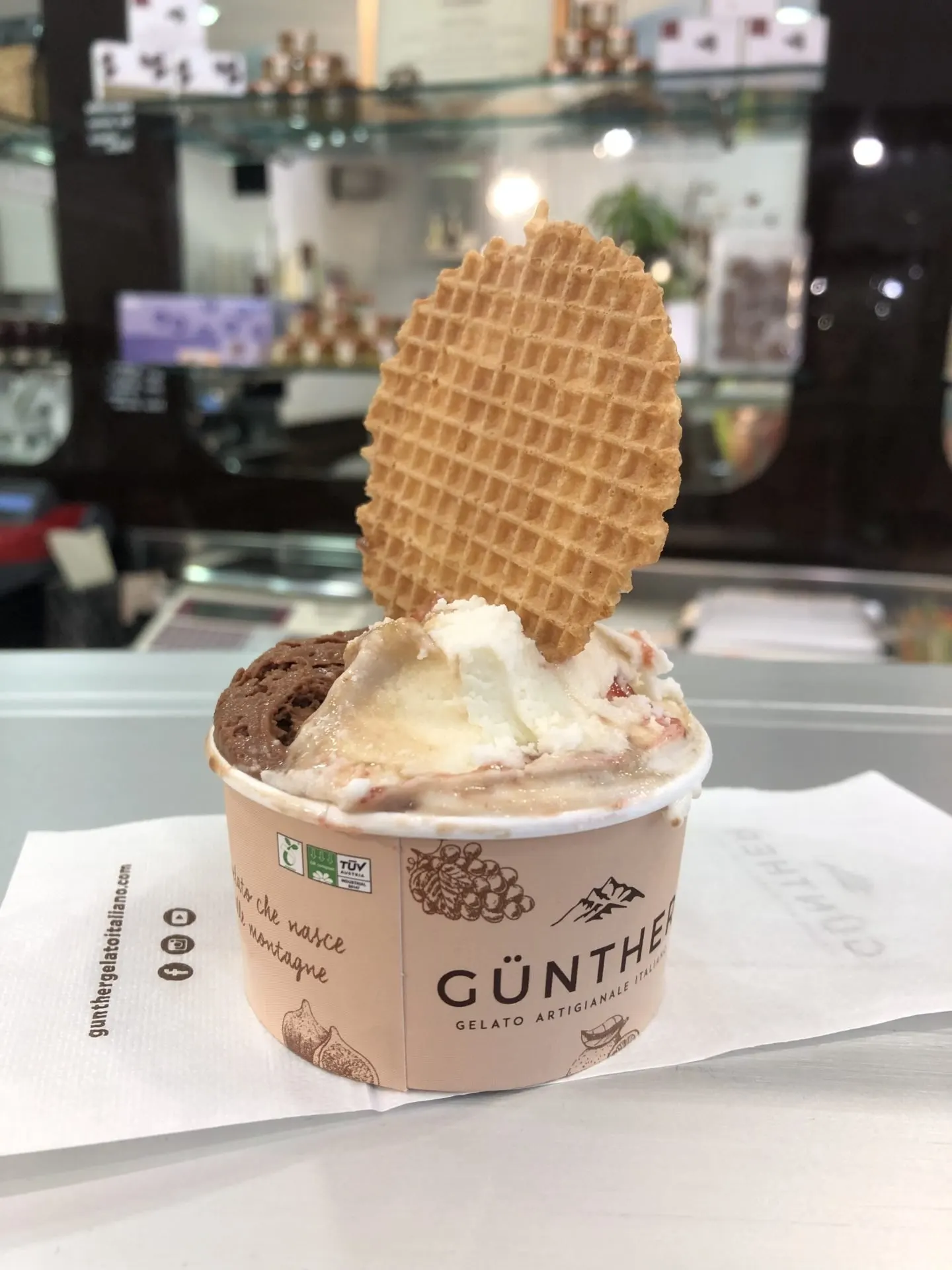 Rome food tour, I chose the milk chocolate and buffalo ricotta with strawberry and balsamic vinegar. It was amazing! Rome food tour, I chose the milk chocolate and buffalo ricotta with strawberry and balsamic vinegar. It was amazing!