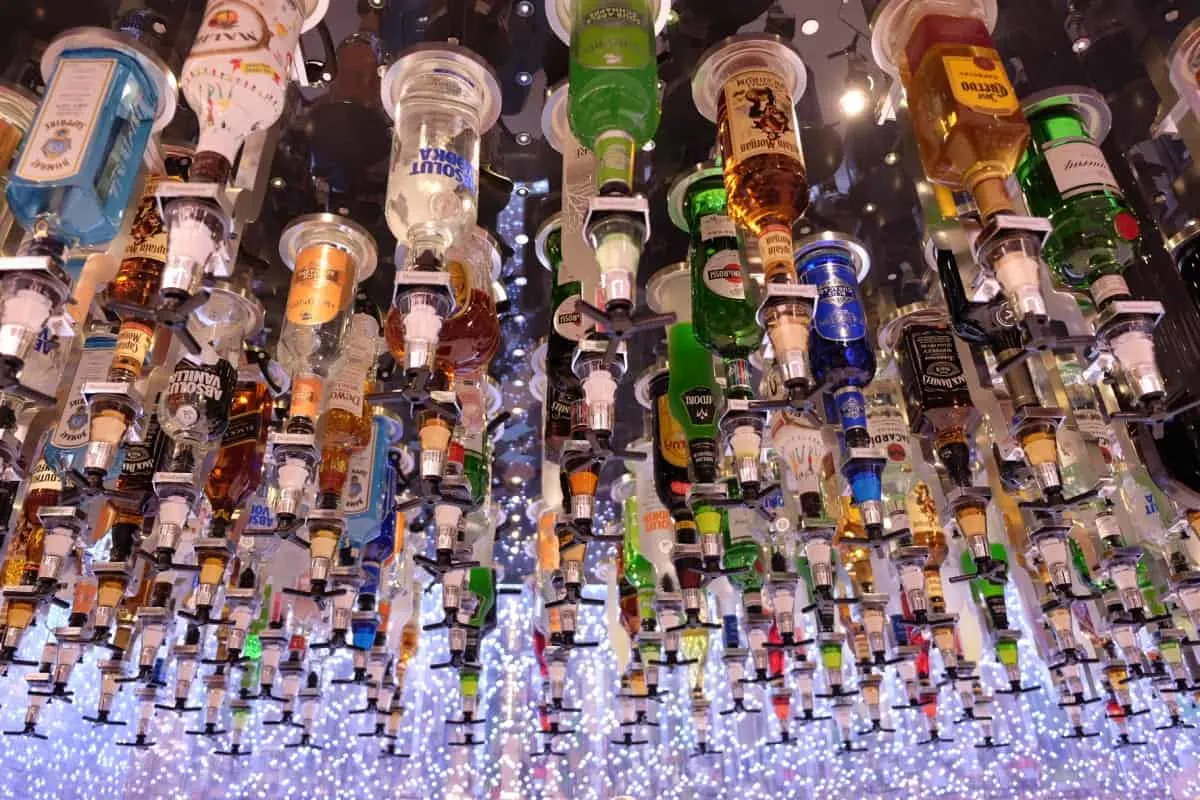 Royal Caribbean Bionic Bar bottles of drink