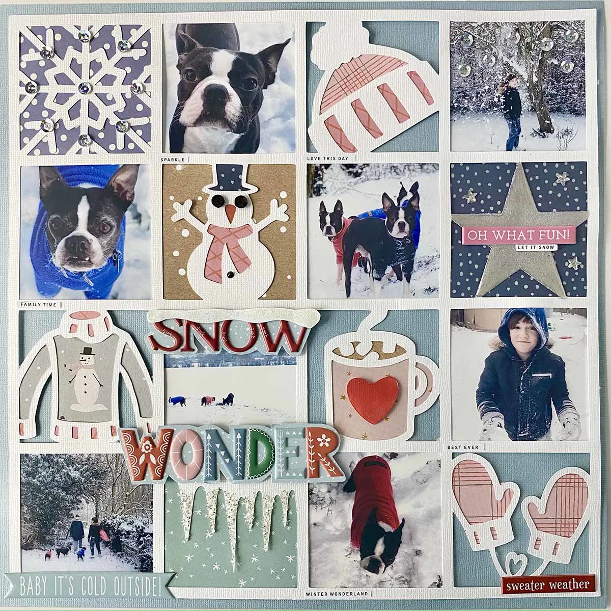 Winter grid cut file for scrapbooking