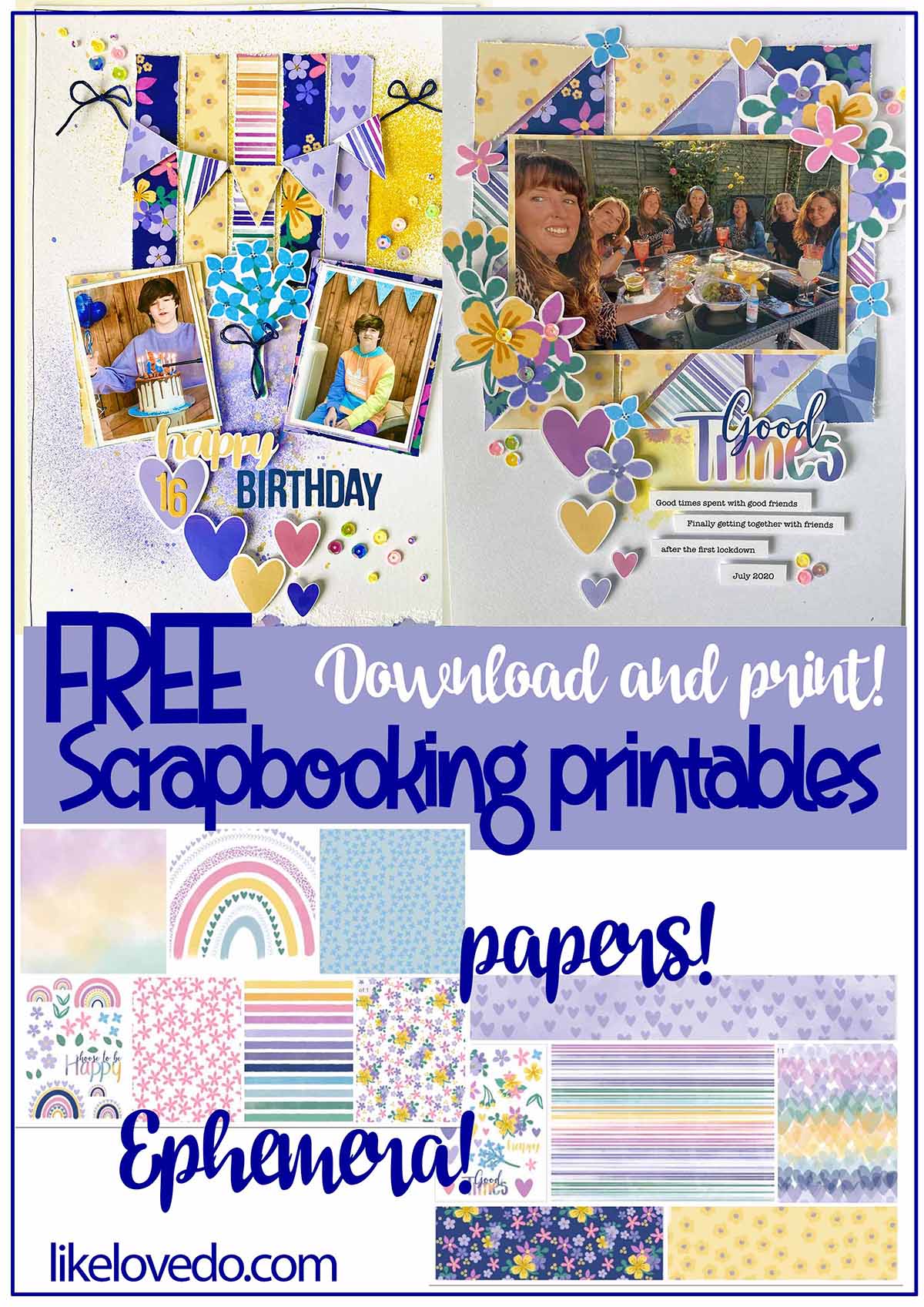  Free Spring Scrapbooking Papers and ephemera instant download