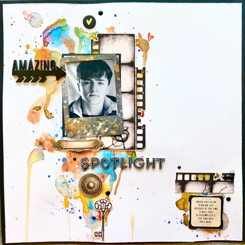 White Space on grunge Mixed Media scrapbook Layout by Donna Vallance
