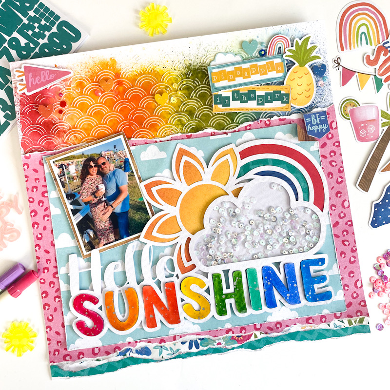Free hello sunshine summer title cut file for scrapbooking