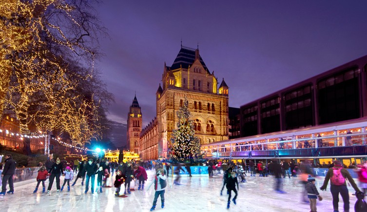 The Natural History Museum ice rink most magical places to be this winter. It is set against the backdrop of the Waterhouse building surrounded by fairy lights in frost-covered christmas trees. Skate your way around the rink with cosy gloves and the smell of mulled wine in the air.
