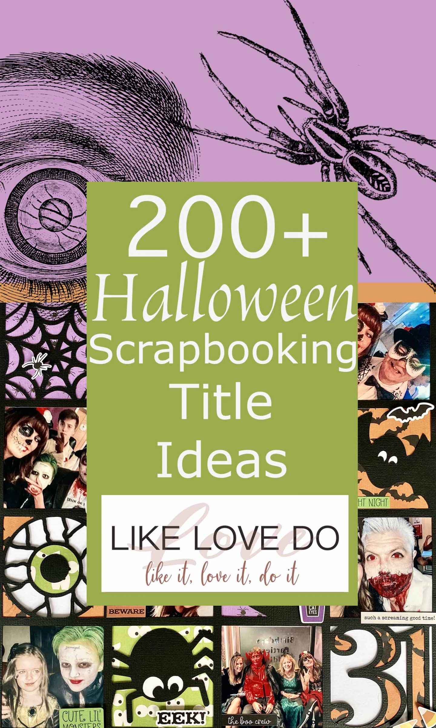 200 plus perfect Halloween Titles for scrapbooking and crafts. Fun and scary spooky halloween scrapbook title ideas for scrapbooks.