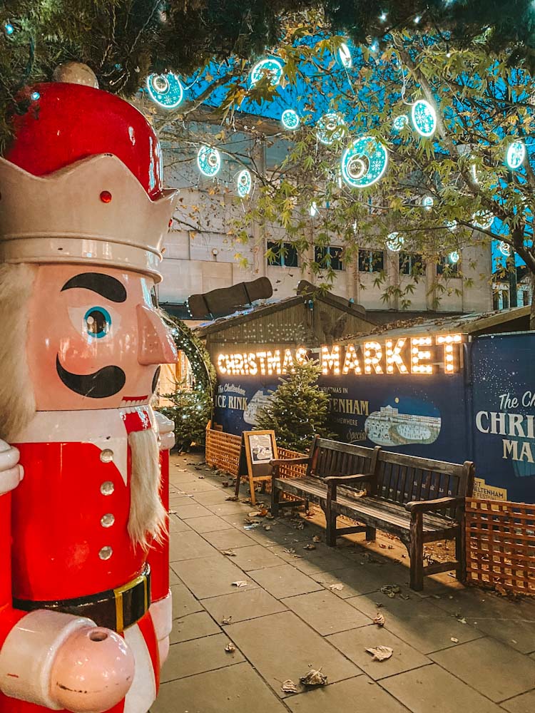 Christmas in Cheltenham christams market and large nutcracker