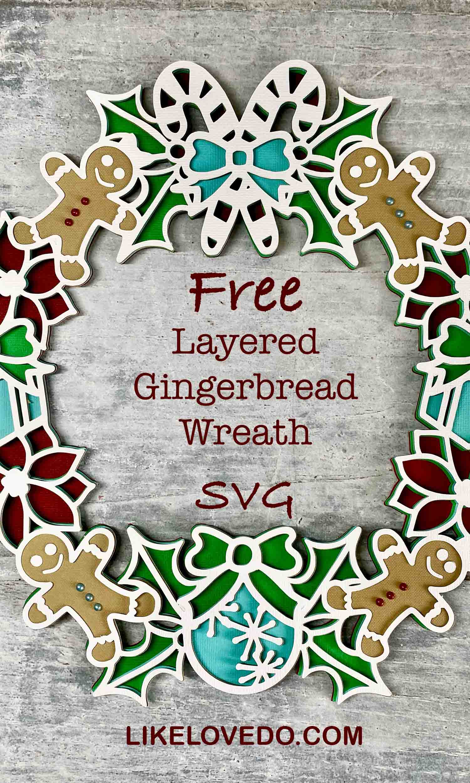 Layered Gingerbread Wreath SVG