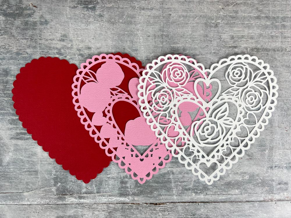 Free 3 Layers  Rose heart Doily SVG for all of your Valentines paper crafts and Cricut and silhouette  