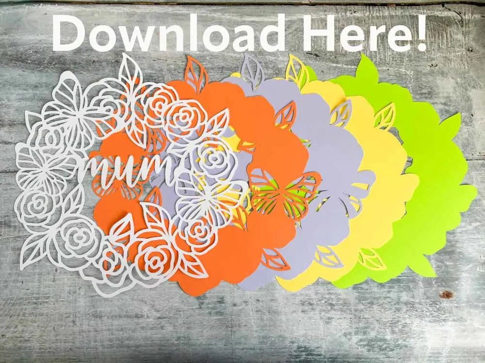Layered floral Mother’s Day Wreath cut file in 5 layers SVG free download
