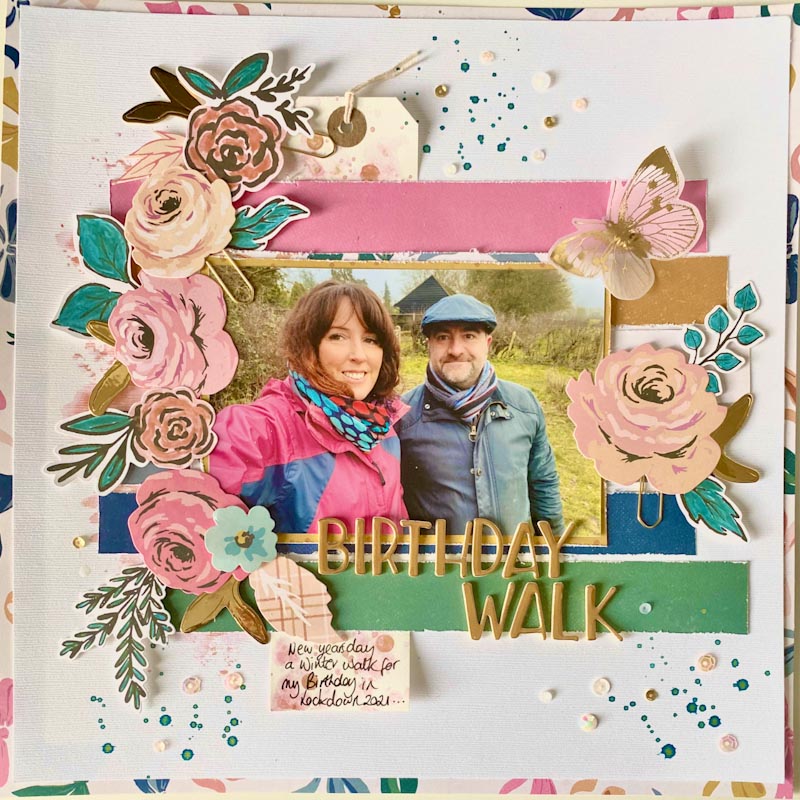 Scrapbooking page with flowers