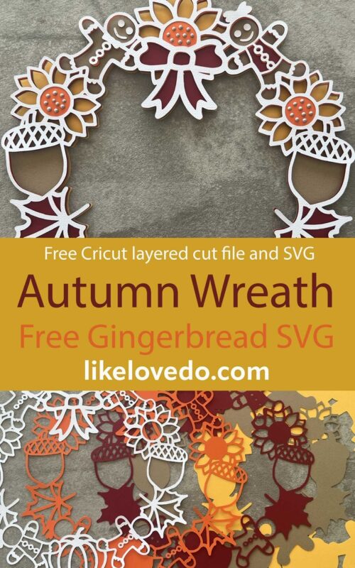 Layered Gingerbread Autumn Wreath SVG