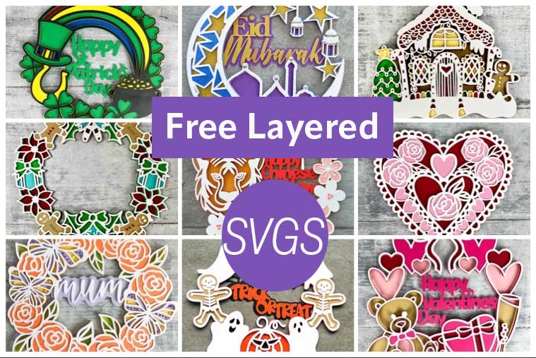 Free layered SVGs for Cricut and Free scrapbooking Cut files for all of your crafting needs. These are compatible with Silhouette, Cricut and other cutting machines.