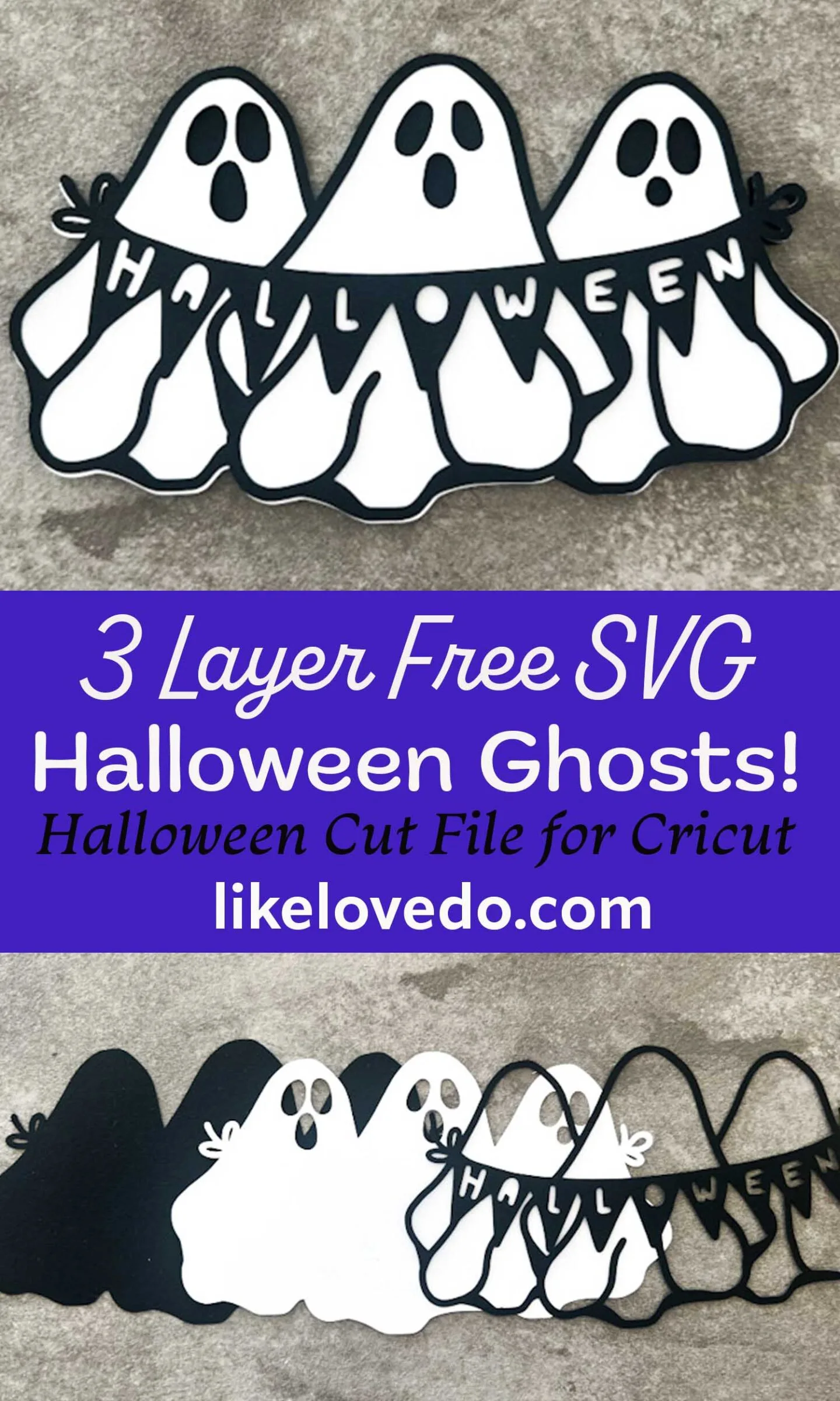 Free Ghost layered Halloween Banner svg