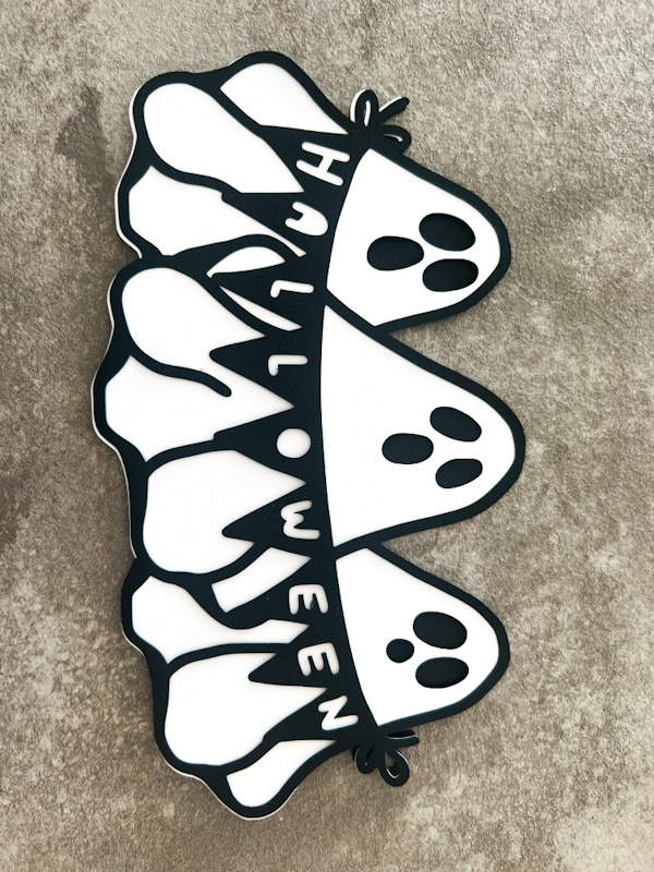 Free Layered Halloween Ghost SVG cut file, 3D ghosts in a row with a halloween Banner 