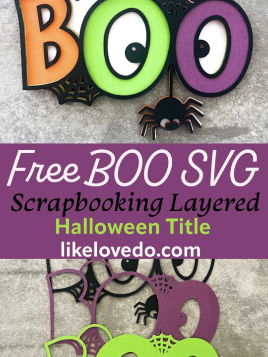 Free Layered Halloween Boo SVG Cut File for crafts pin image