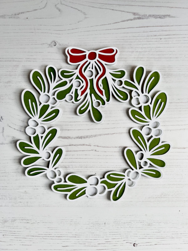 Layered Christmas Mistletoe Wreath SVG