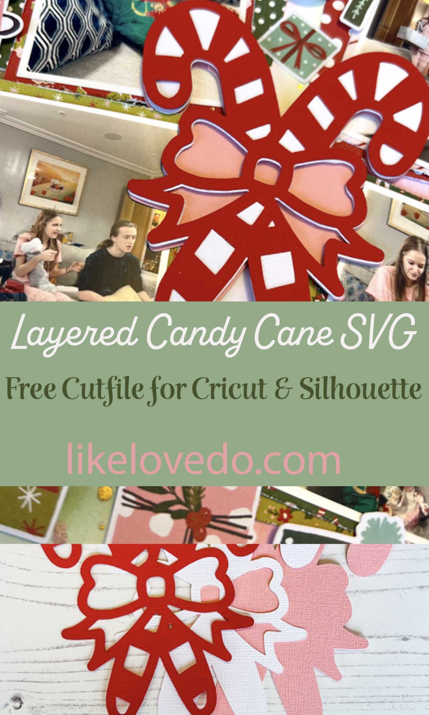Free 3D Layered Candy Cane SVG and PNG for direct download pin image
