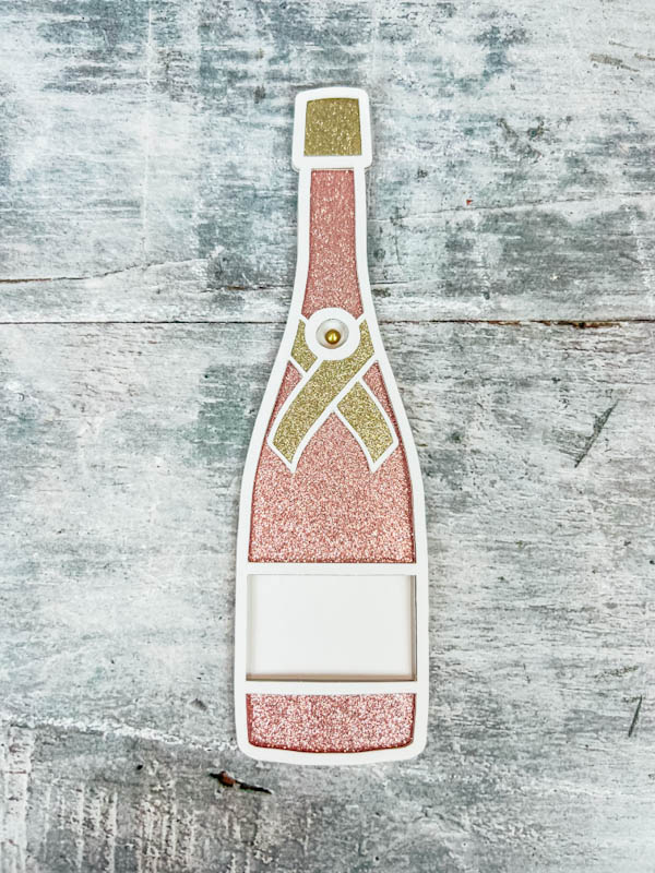 Layered Champagne Bottle SVG close up glitter bottle rose