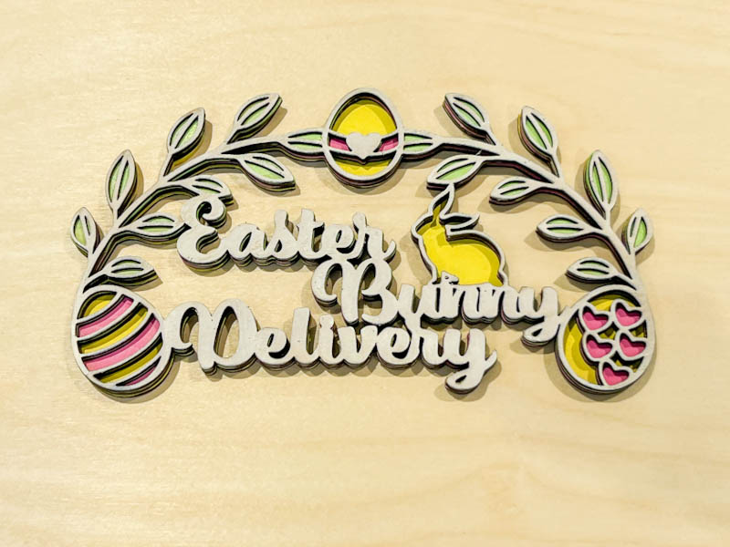 3D Easter Bunny delivery SVG for Laser cutting and Blade cutting on the xTool or Silhouette Cut in wood on a box