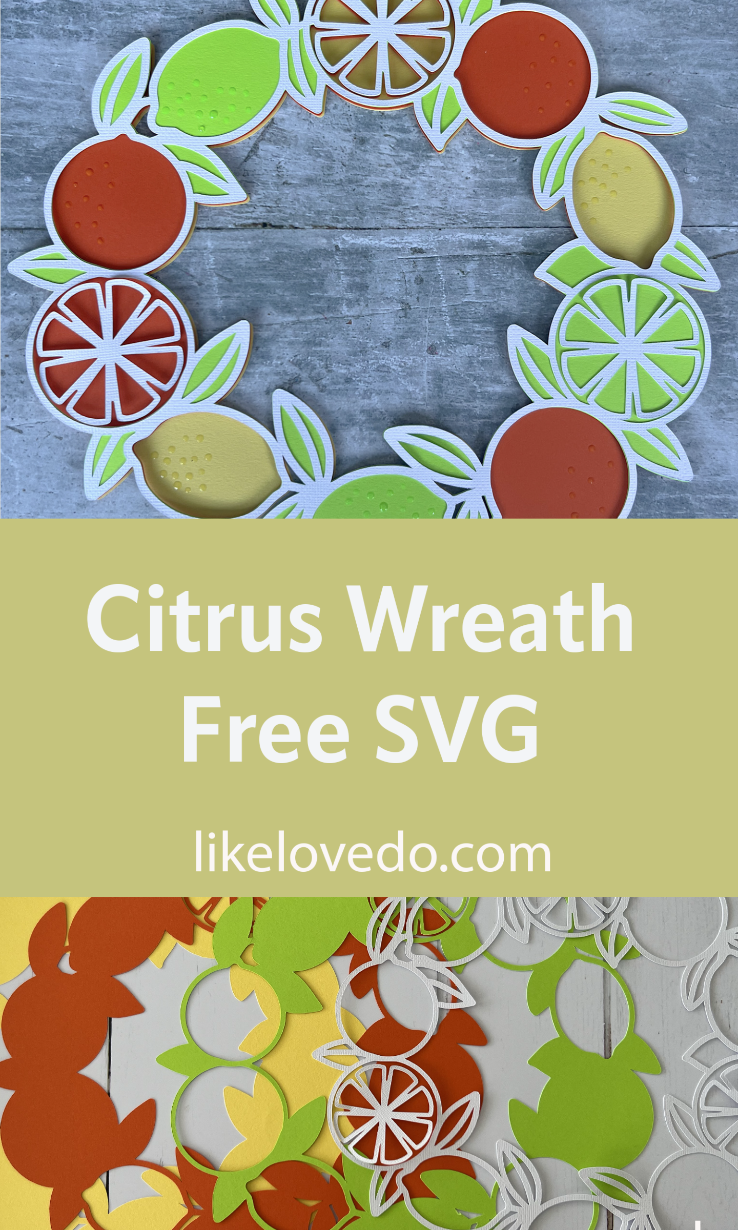 Citrus wreath SVG for scrapbooking with oranges and lemons