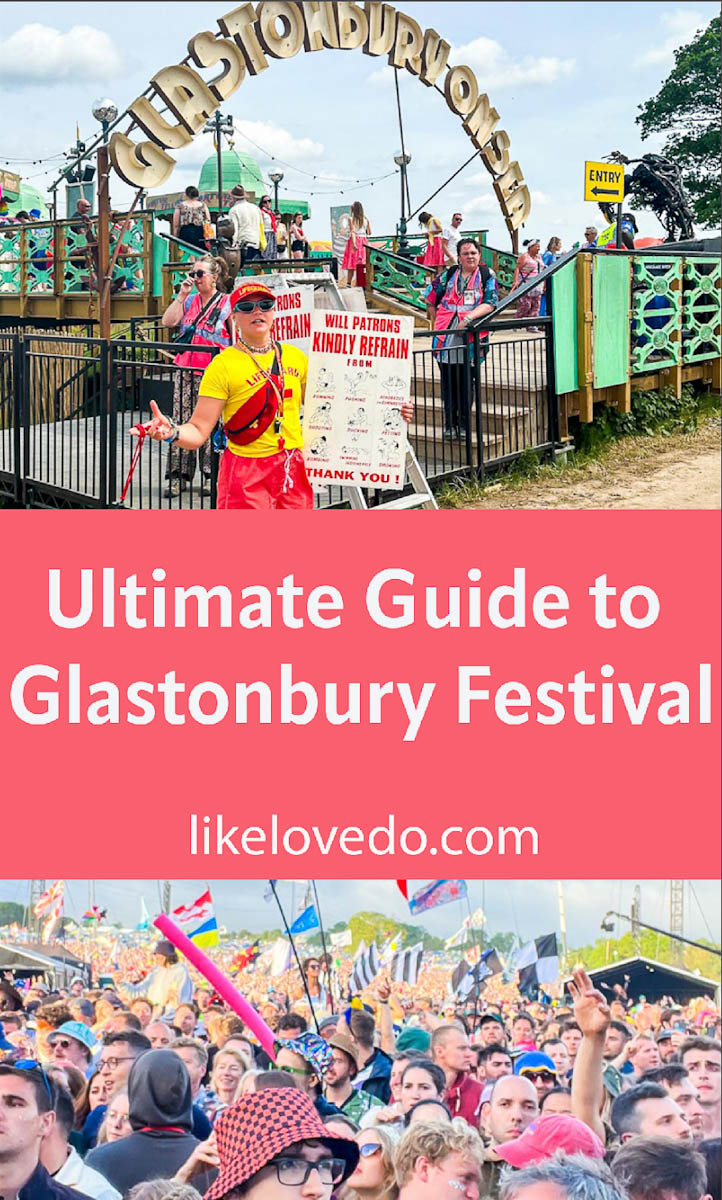 Ulitmte guide on things to do at Glastonbury festival pin image
