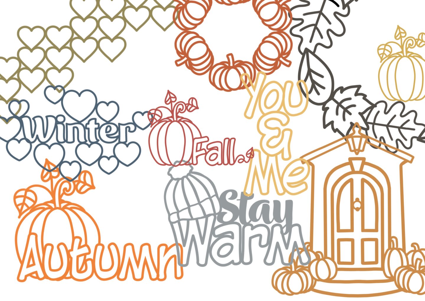 Cosy collection autumn and winter cut files for scrapbooking 