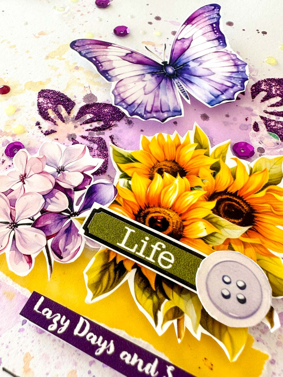 Close up of Sunflower and Hydrangea Scrapbooking Printables