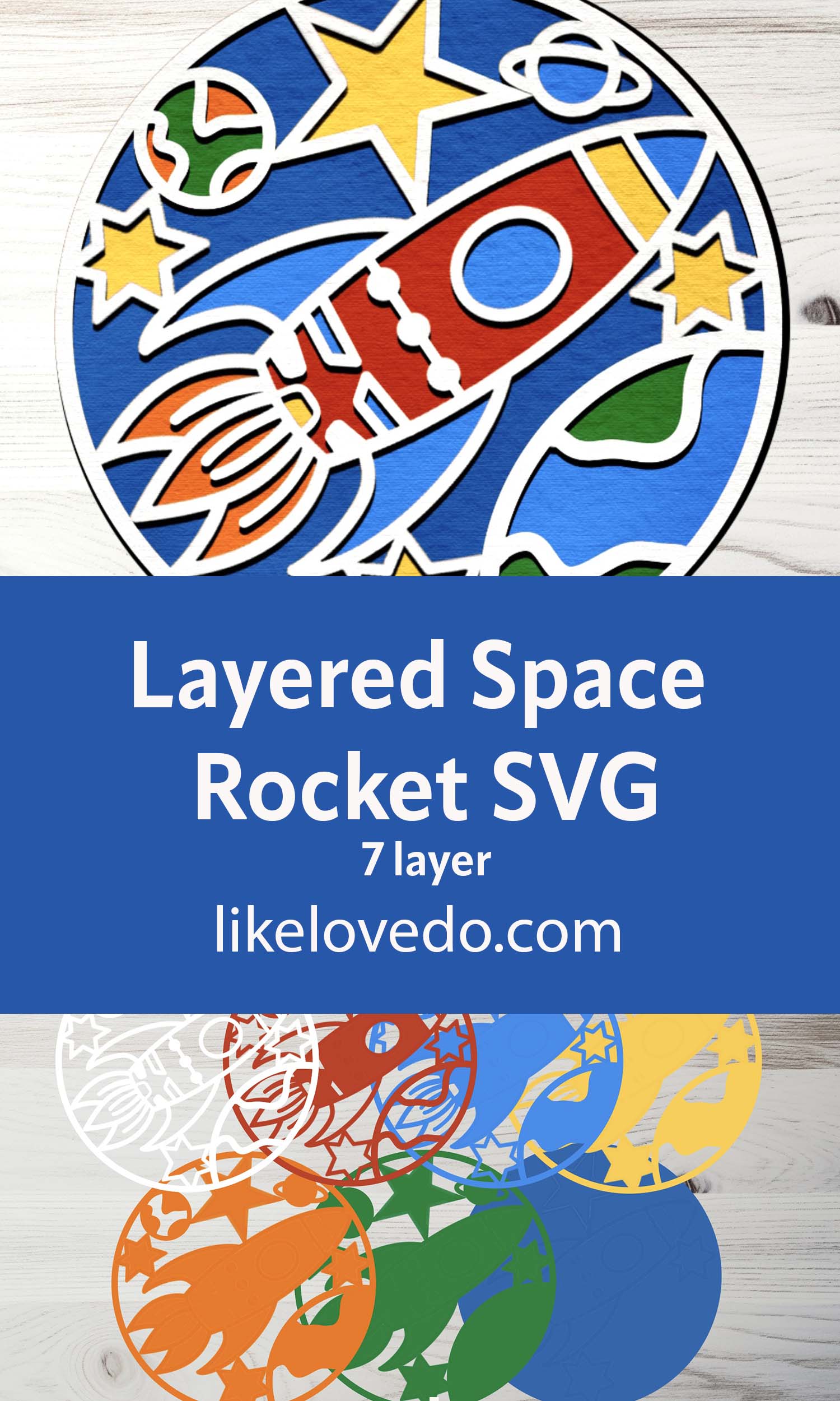 Layered Space Rocket SVG