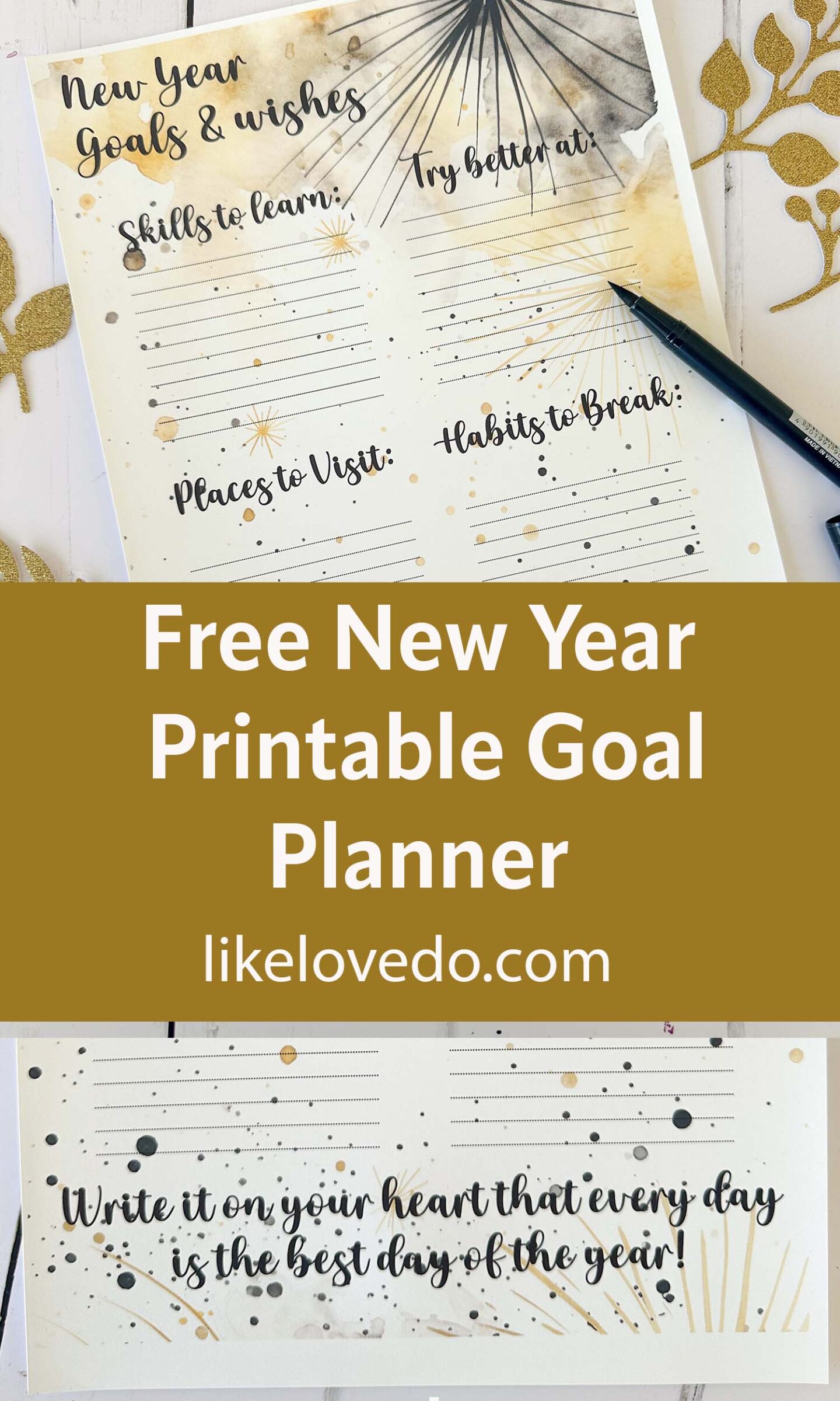 New Year's Resolution Printable Planner to fill out all of your new year goals