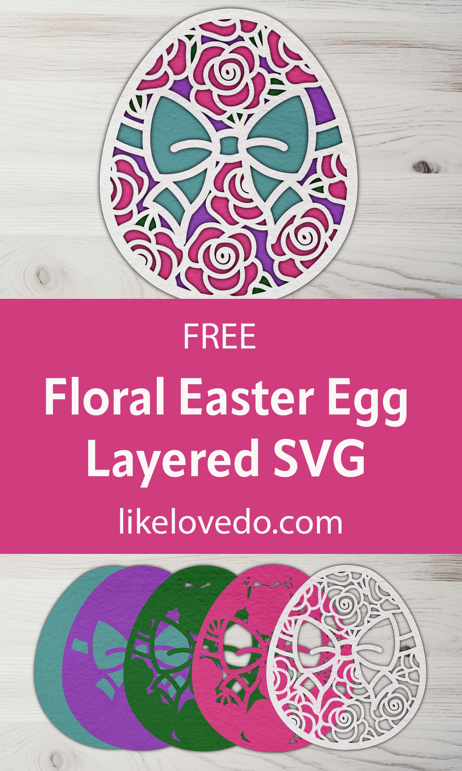 Layered Easter floral rose egg SVG free pin Image