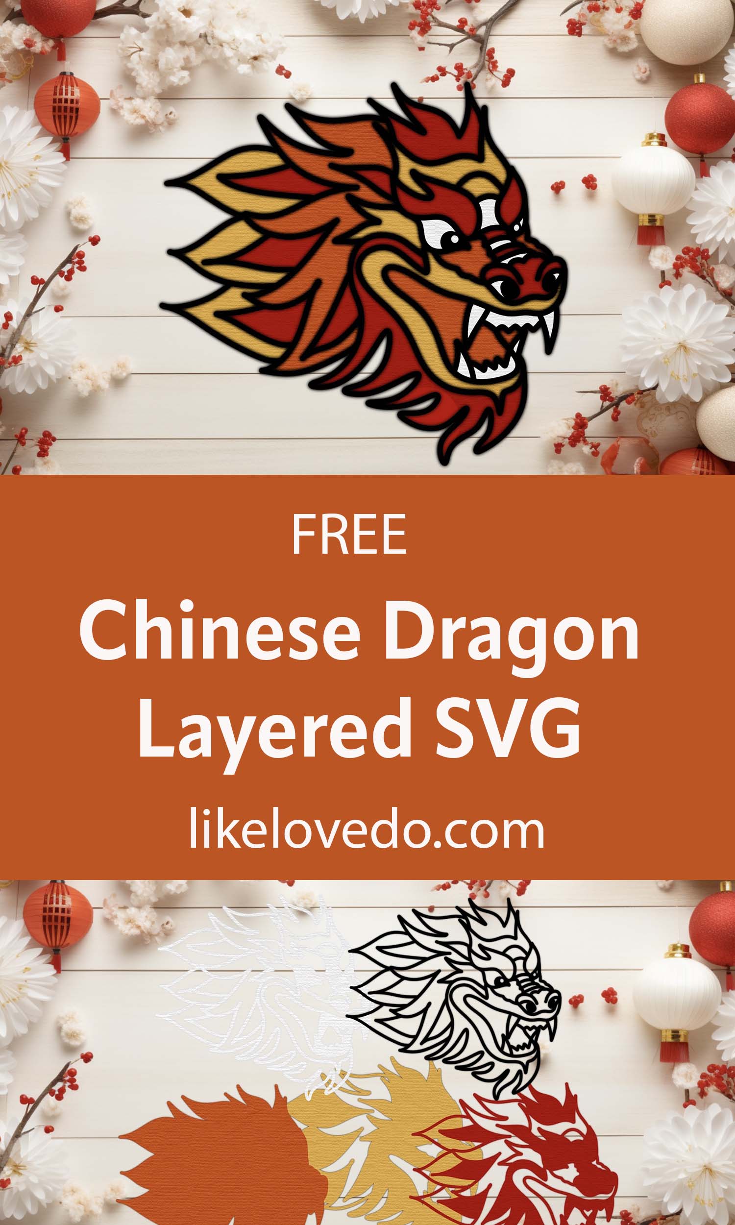 5 Layers Chinese new year Dragon cut file for paper crafting