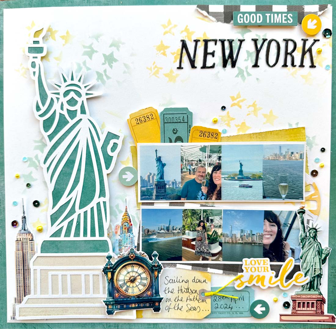 New York scrapbooking page With Statue of Liberty on it and New York clip art