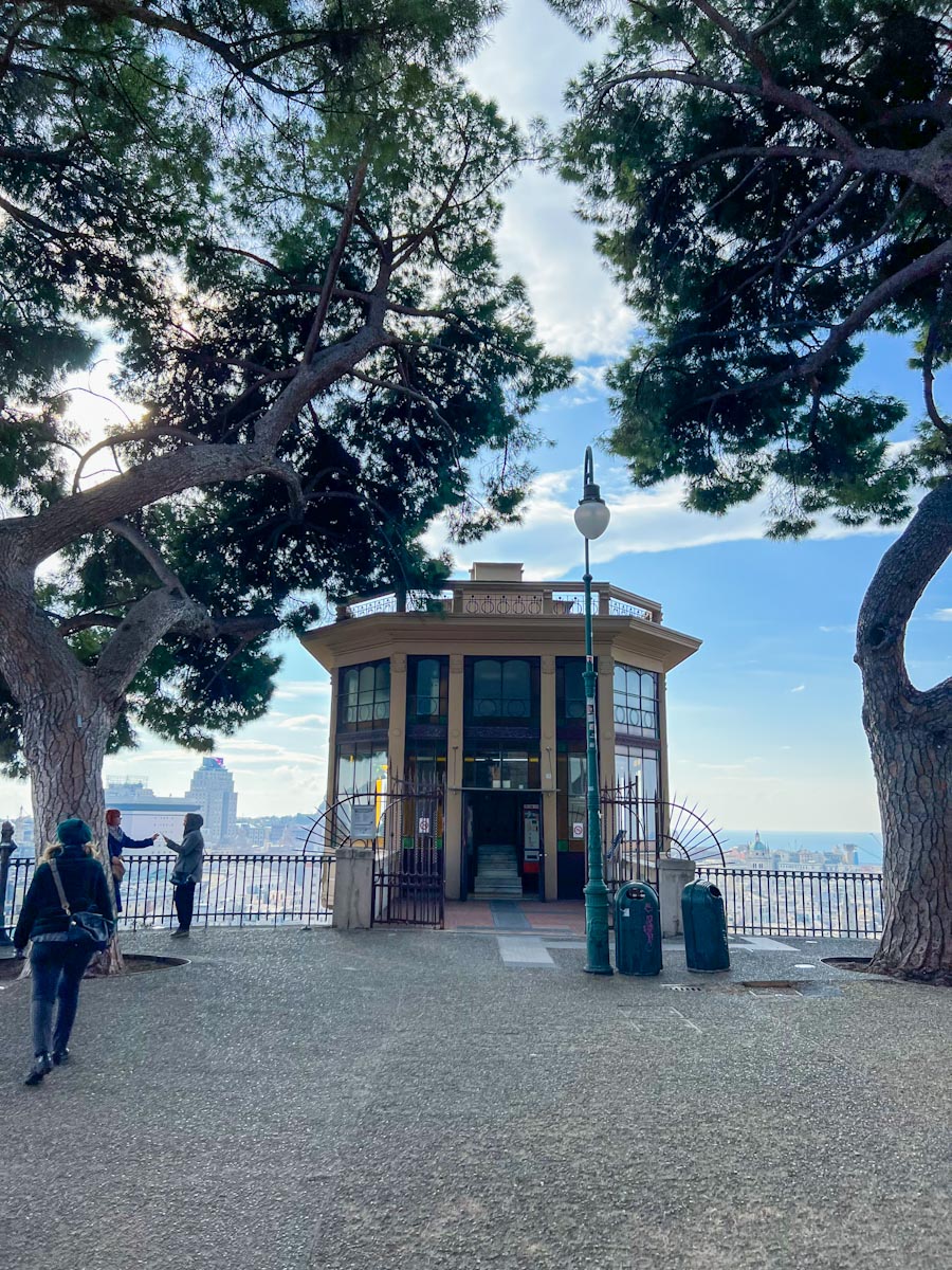 Art Deco lift up the cliff in genoa Cruise port