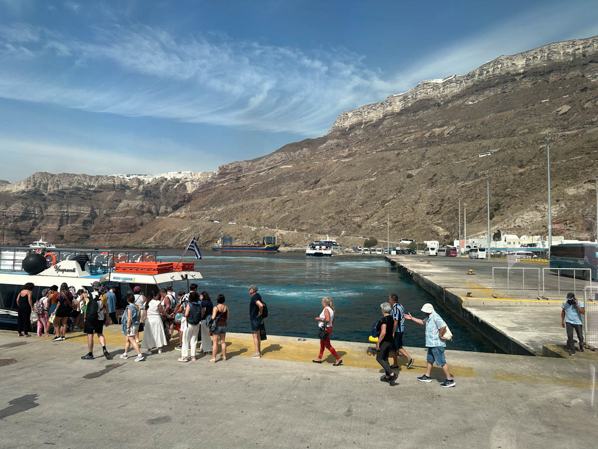 Athinios port Santorini from Cruise ship