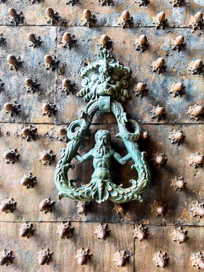Intricate Genoa Door Knocker with and merman and a dragon