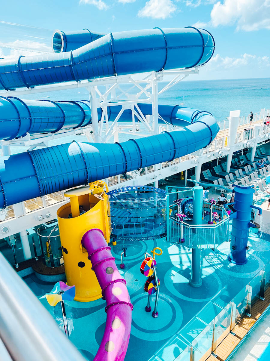 Kids' pool and slides on Norwegian Encore