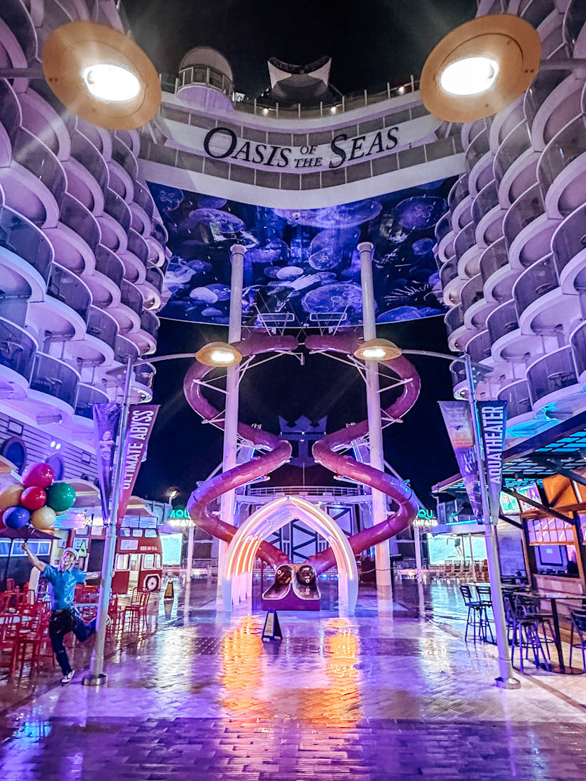 Oasis of the Seas Boardwalk at night