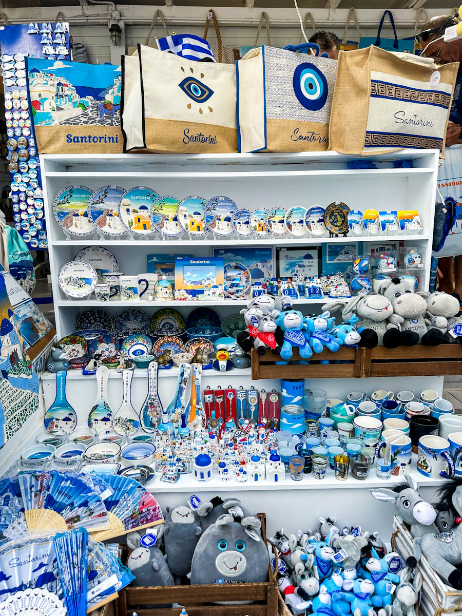 Souvenirs, magnets and plates in Oia Santorini.