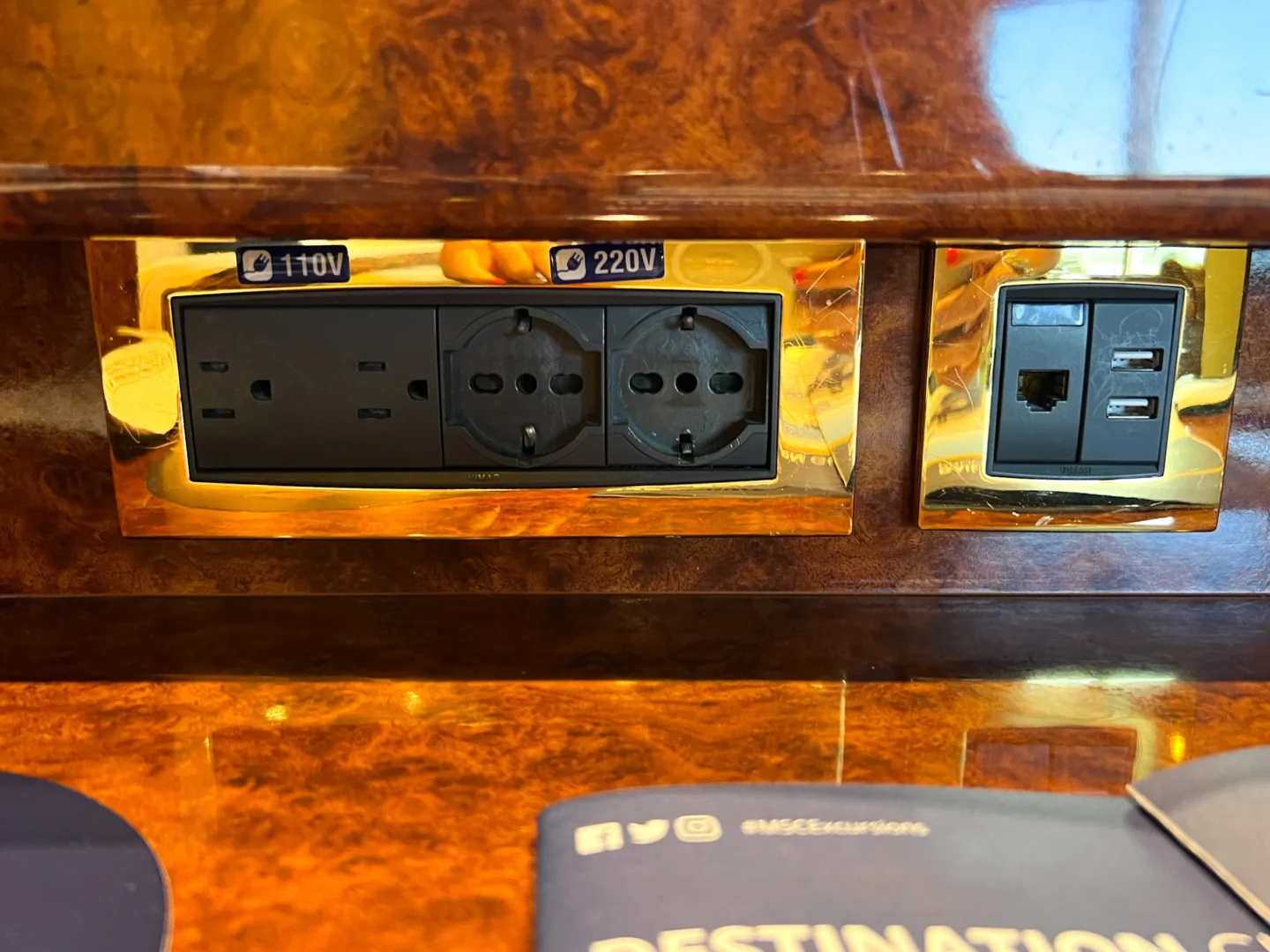 MSC Fantasia Yacht Club Cabin tour plug sockets