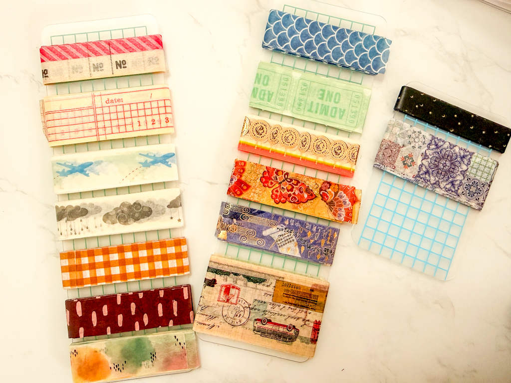 washi tale wrapped around palstic boards for travel 