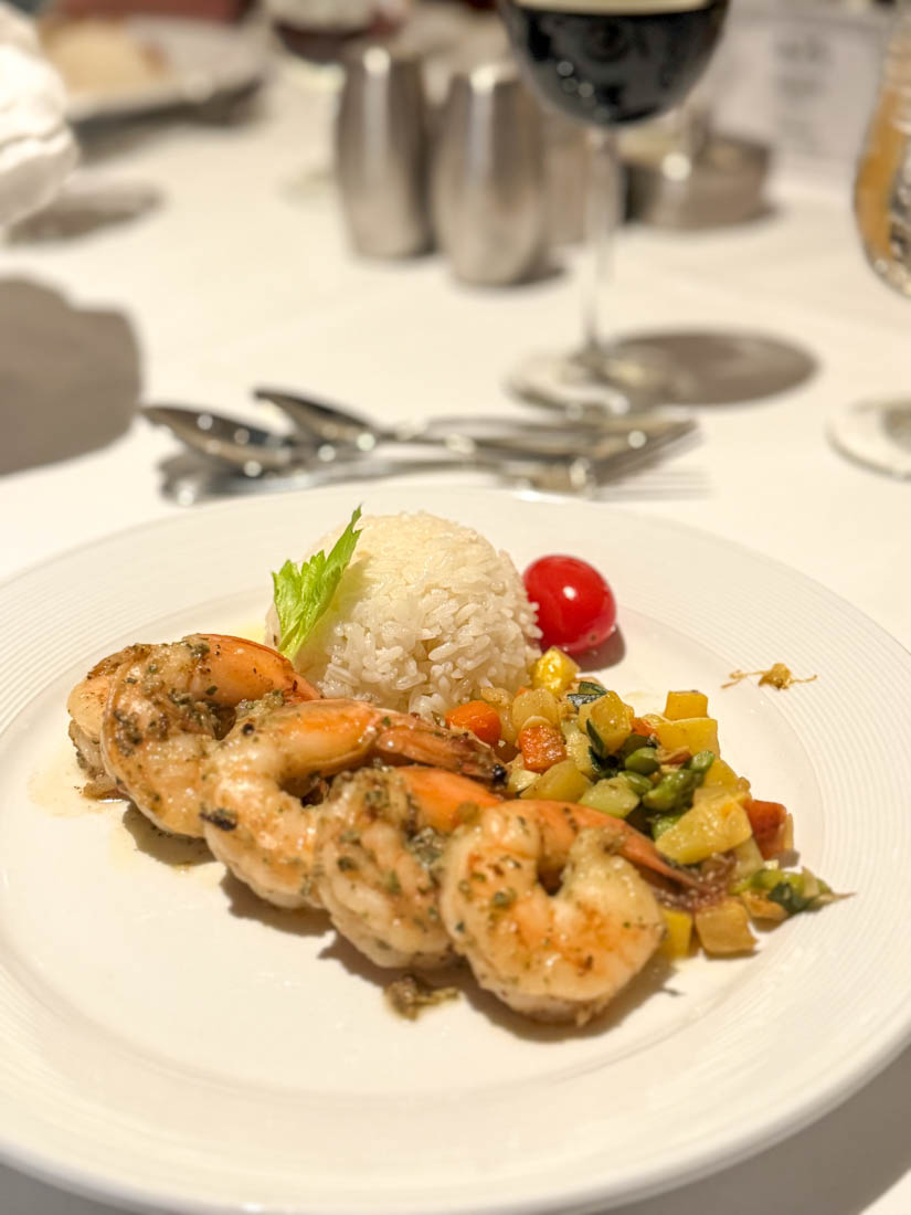 main dining food Star of the seas prawns on a plate