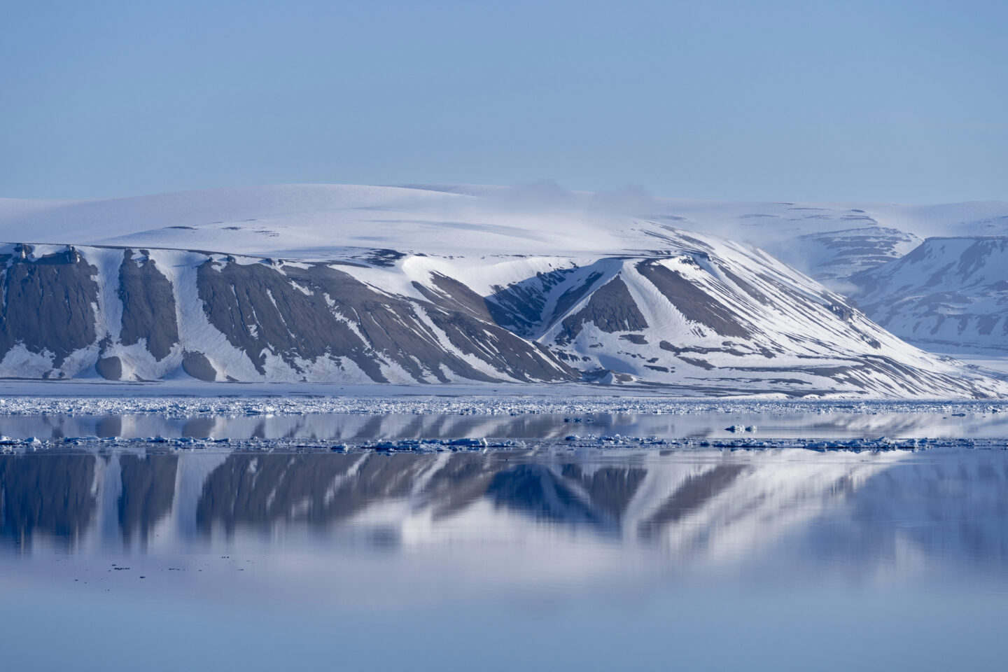 Snow covered mountains of Svalbard Artic 