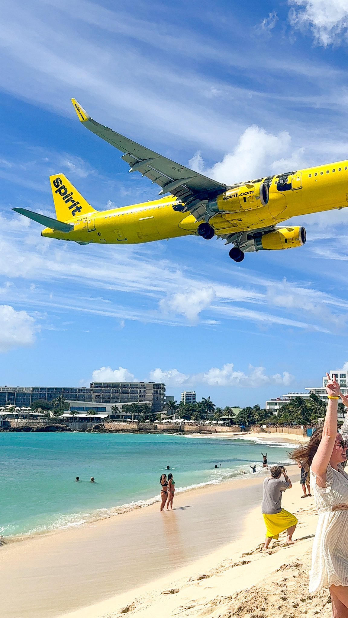 st maartin plane over beach